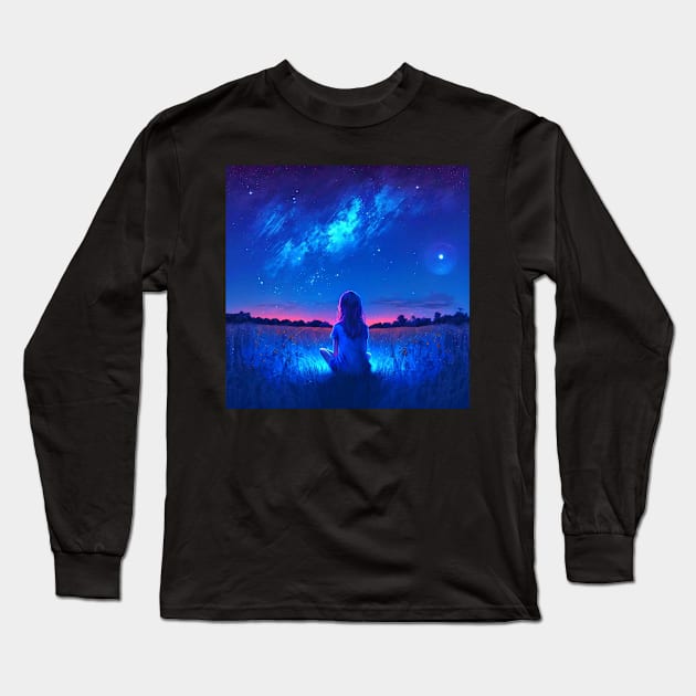 Stargazing Long Sleeve T-Shirt by The Alien Boy Art